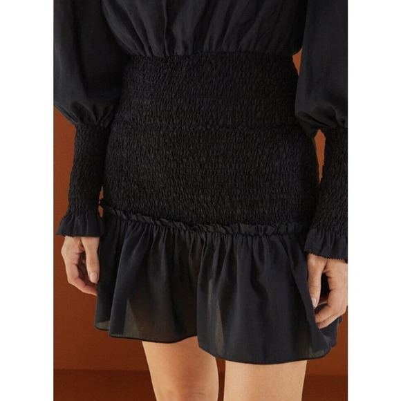 Farm Rio Heart Neckline Mini Dress Size XS Black Ruffle Mock Neck Valentines - Picture 9 of 16